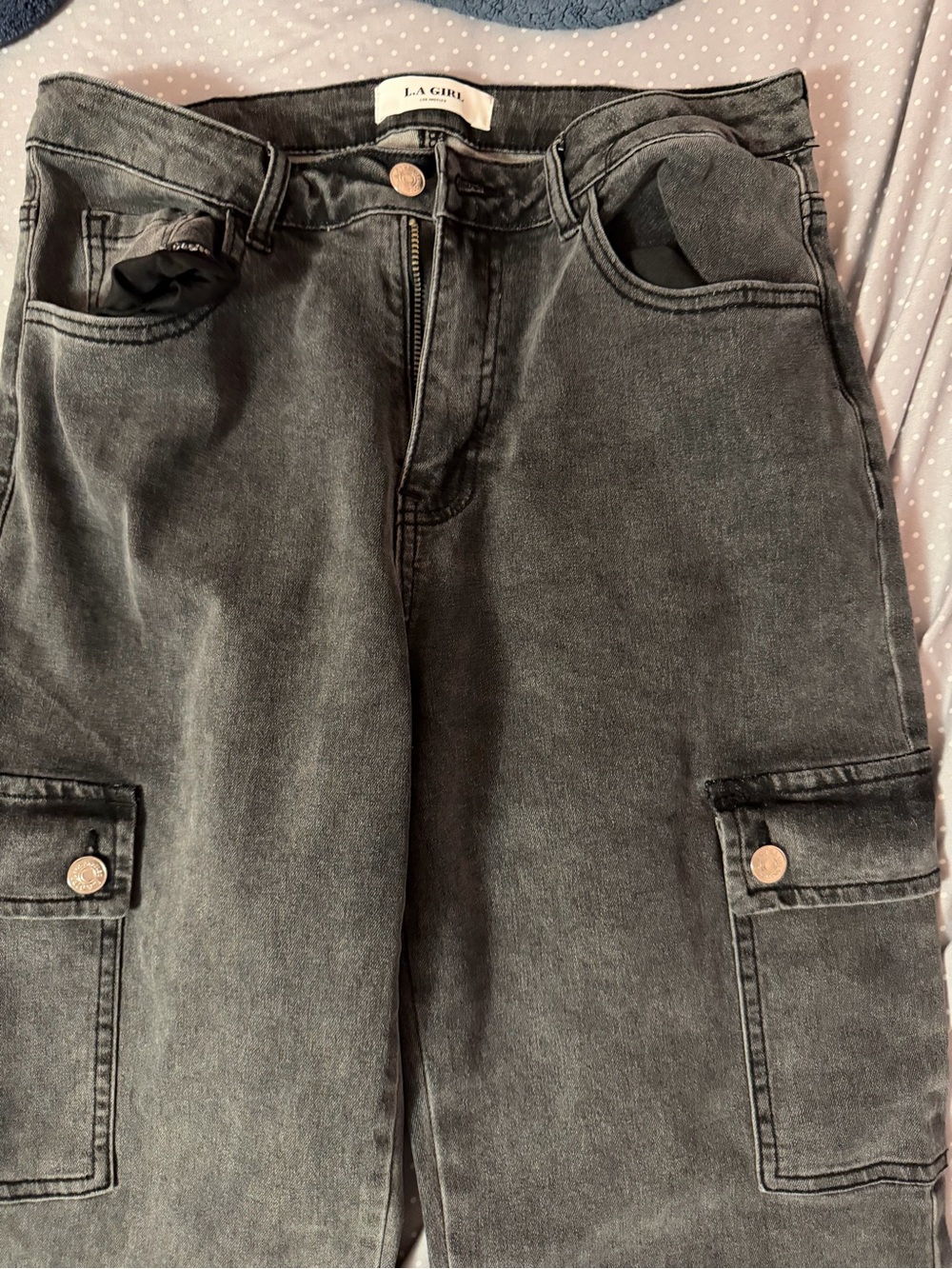 LA Girl Black-Gray Boyfriend Cargo Jeans